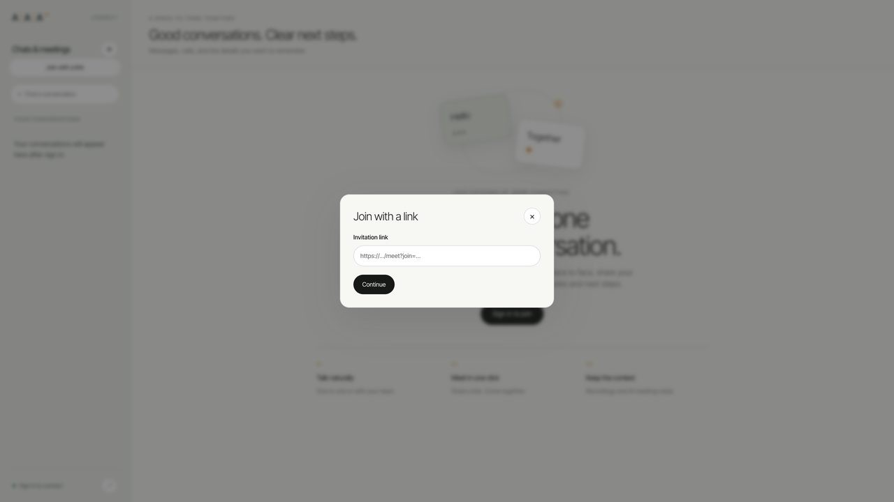 AAA AI Meet join-with-link dialog