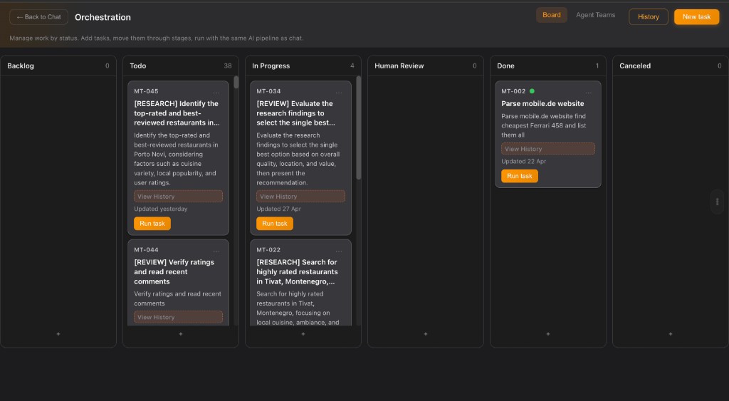 AAA AI agent orchestration board