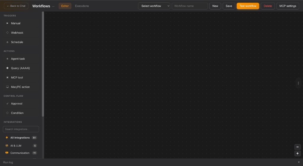 AAA AI visual workflow editor