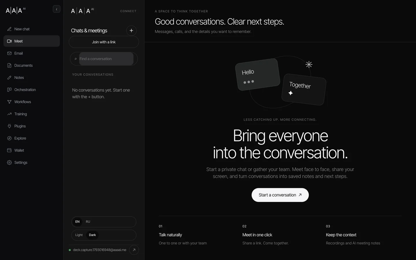 AAA AI Meet in the black app theme